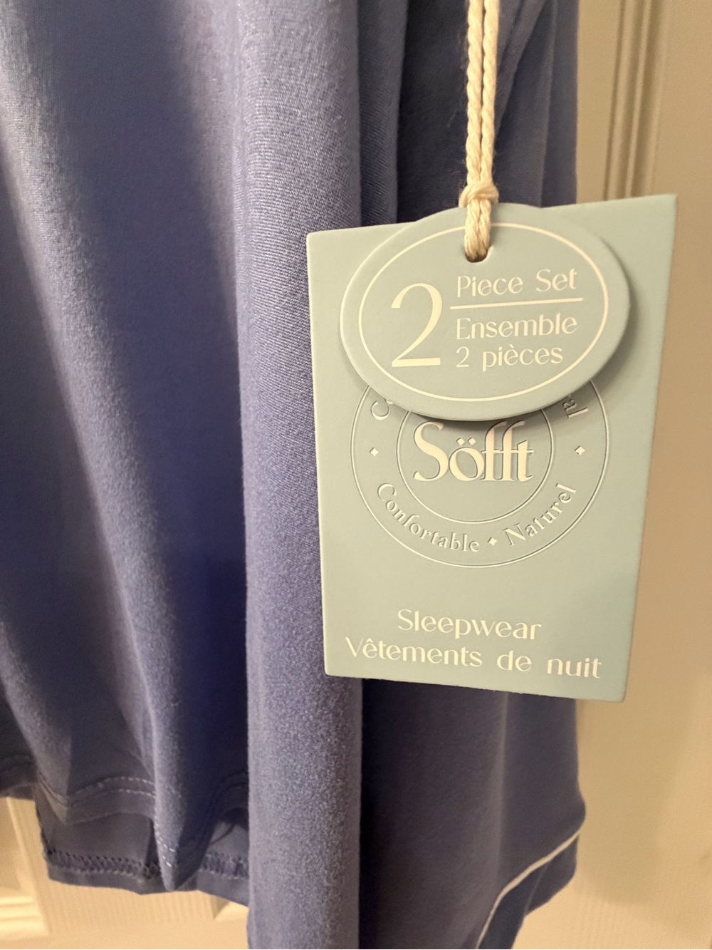 Sofft Periwinkle Comfy Cozy Size Large Pajama Pants & Long Sleeve Button Top Set - Picture 8 of 10